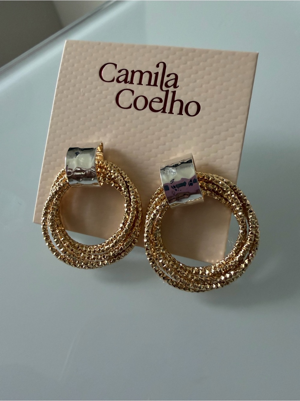 Camila Coelho silver Textured Gold Hoop Earrings